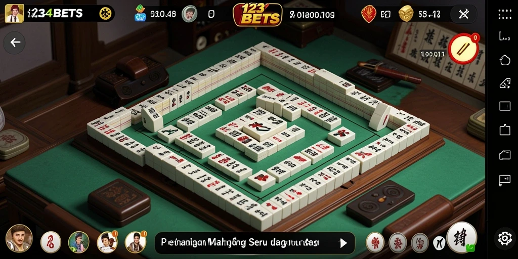 Screenshot gameplay 1234BETS yang menampilkan suasana permainan Mahjong.