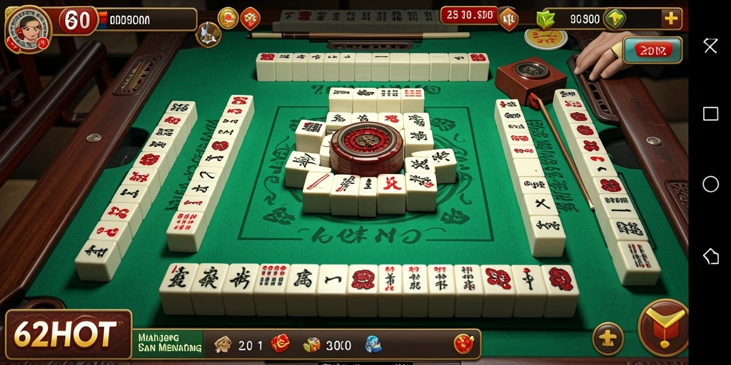 Tampilan screenshot utama 62HOT memperlihatkan gameplay Mahjong yang menyenangkan.