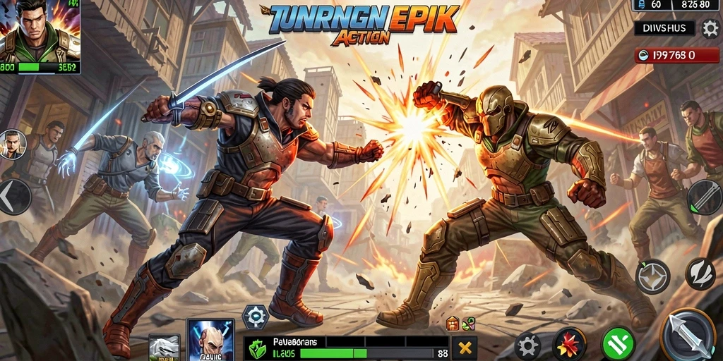 Screenshot utama 8768 menampilkan pertarungan mendebarkan di arena.