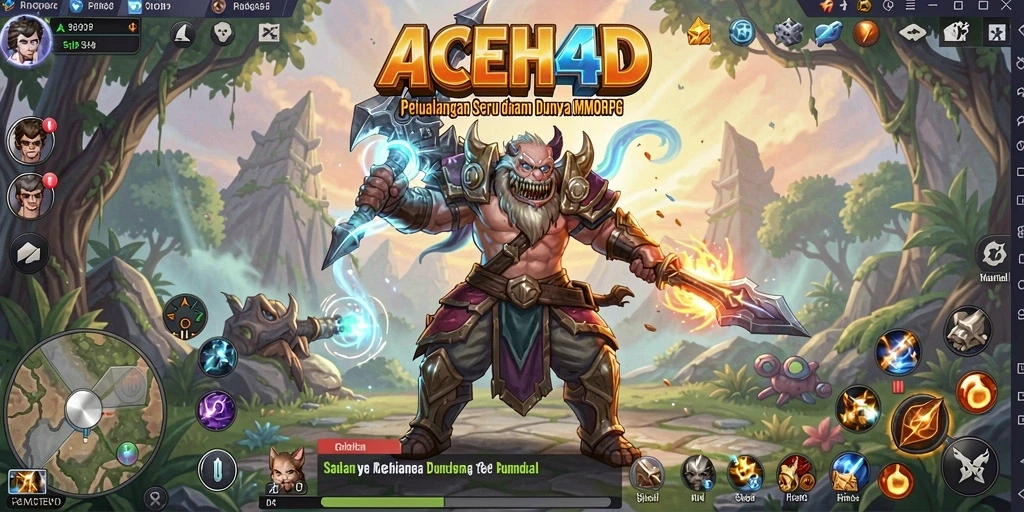 Tampilan gameplay mendebarkan dari ACEH4D dalam pertempuran MMORPG.