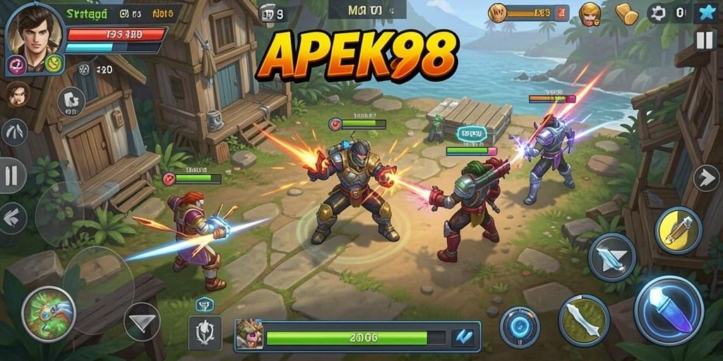 Gameplay melawan gelombang musuh di APEK88 yang mendebarkan.