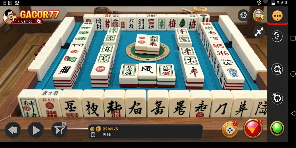 Screenshot GACOR77 menampilkan gameplay Mahjong yang menarik.