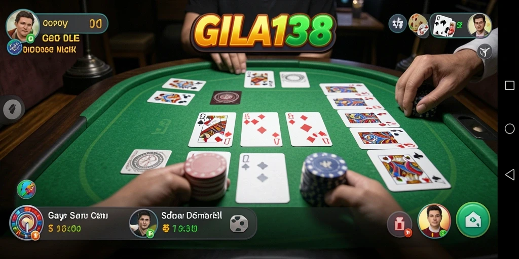 Screenshot gameplay Gaple di GILA138 yang menarik dan seru.