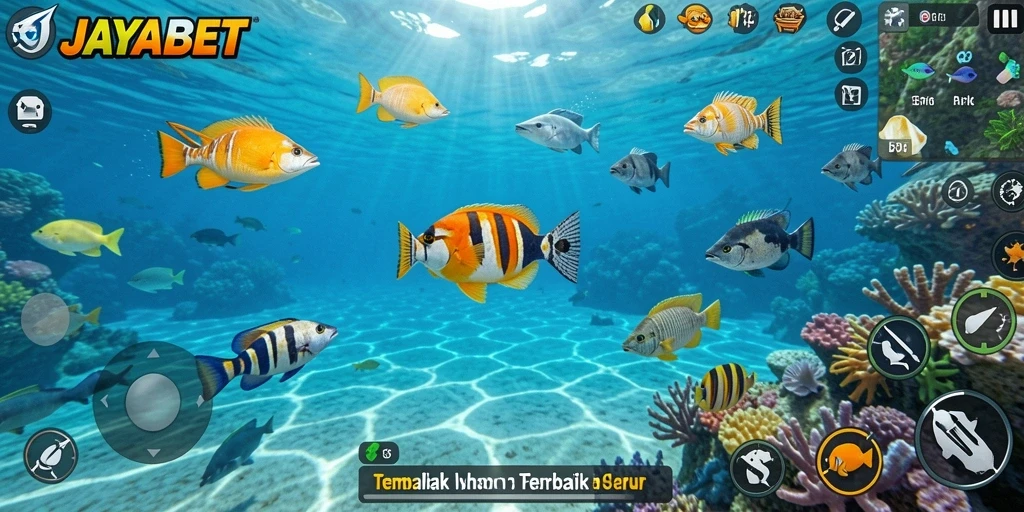 Screenshot utama JAYABET menampilkan aksi seru dalam permainan Tembak Ikan.