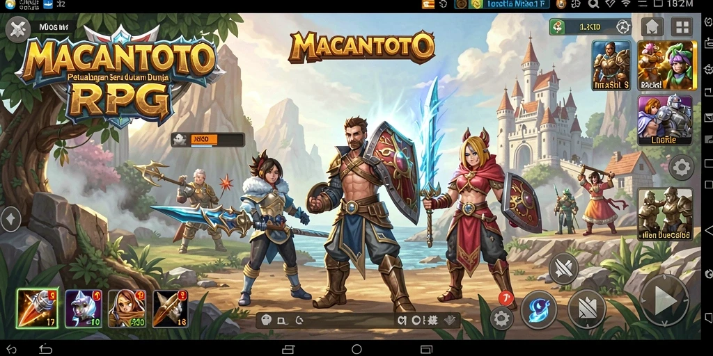 Screenshot utama MACANTOTO menampilkan gameplay RPG yang dinamis dan interaktif.