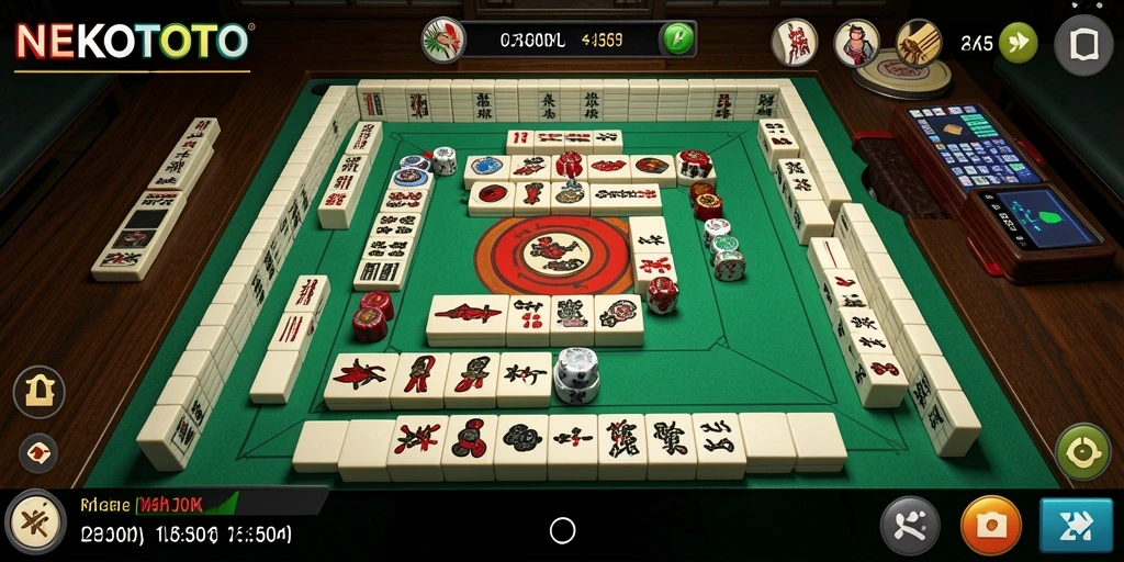 Screenshot gameplay NEKOTOTO dengan tampilan Mahjong yang menarik.