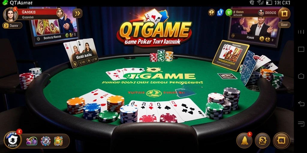 Tampilan screenshot QTGAME menampilkan aksi seru permainan Poker.