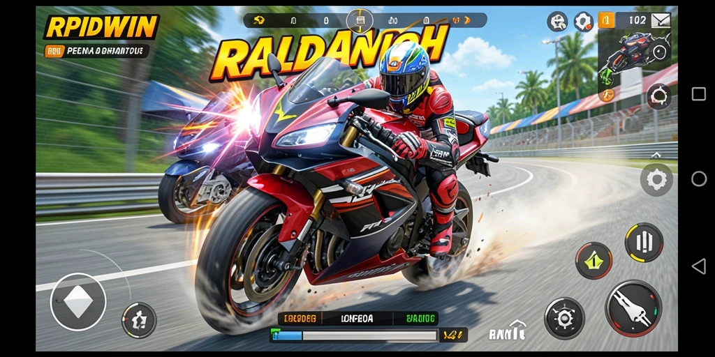 Tampilan gameplay menegangkan di trek balapan RPIDWIN.