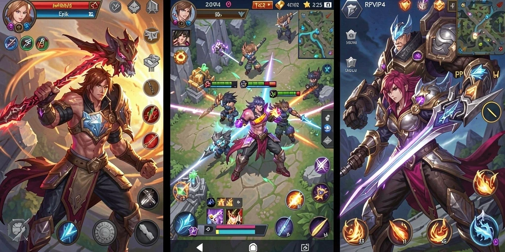 Gameplay RPVIP4 yang seru dan menegangkan dalam mode pertempuran MOBA.