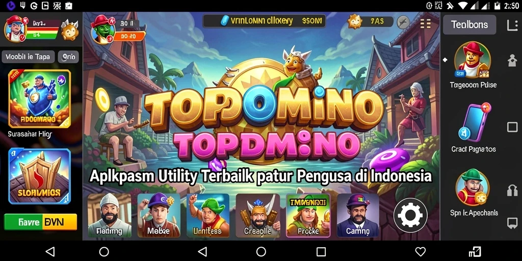 Tampilkan screenshot utama TOPDOMINO yang menunjukkan interface aplikasi Utility yang intuitif.