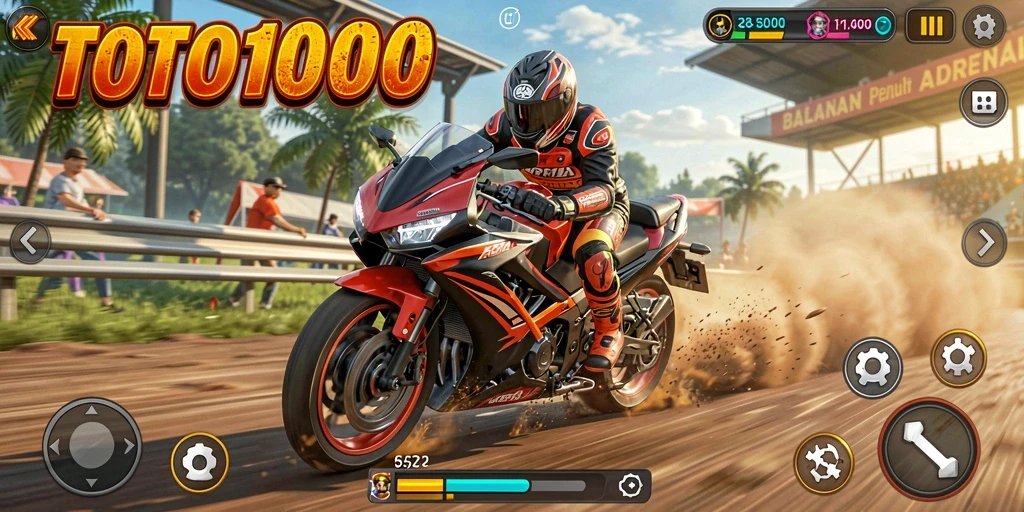 Gameplay seru TOTO1000 saat balapan motor.