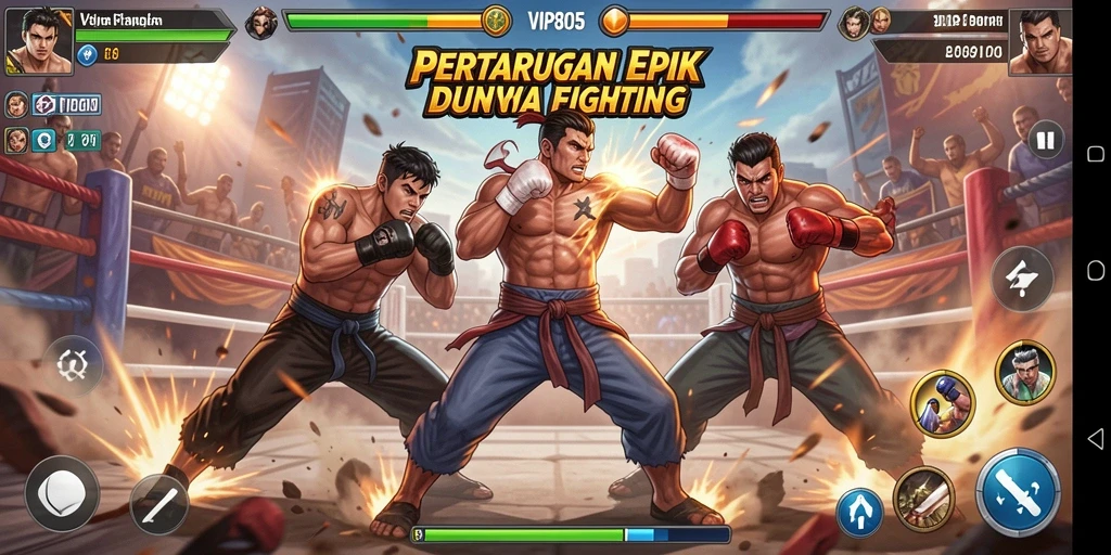 Screenshot gameplay menunjukkan aksi pertarungan yang mendebarkan di VIP805.