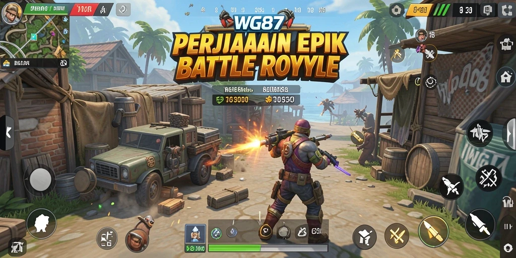 Tampilan gameplay WG87 di arena Battle Royale yang menegangkan.