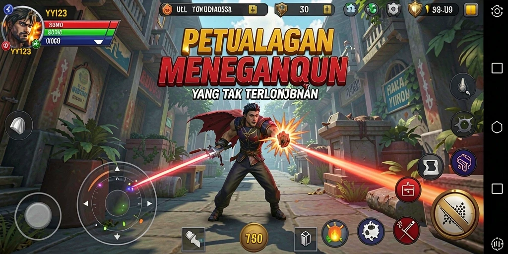 Tangkapan layar gameplay YY123 menampilkan aksi petualangan yang mendebarkan.