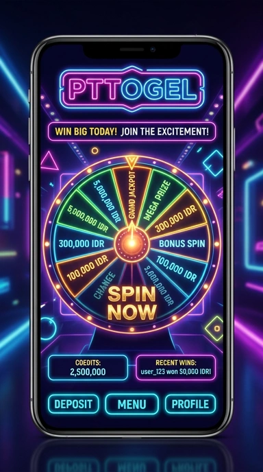 Tampilan antarmuka aplikasi pttogel yang menarik.